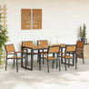 Zestaw do jadalni w ogrodzie 7 pcs Czarny Lite Drewno Akacji