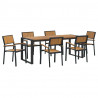 Zestaw do jadalni w ogrodzie 7 pcs Czarny Lite Drewno Akacji