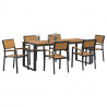 Zestaw do jadalni w ogrodzie 7 pcs Czarny Lite Drewno Akacji