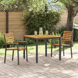 Zestaw do jadalni w ogrodzie 3 pcs Czarny Lite Drewno Akacji