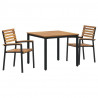 Zestaw do jadalni w ogrodzie 3 pcs Czarny Lite Drewno Akacji