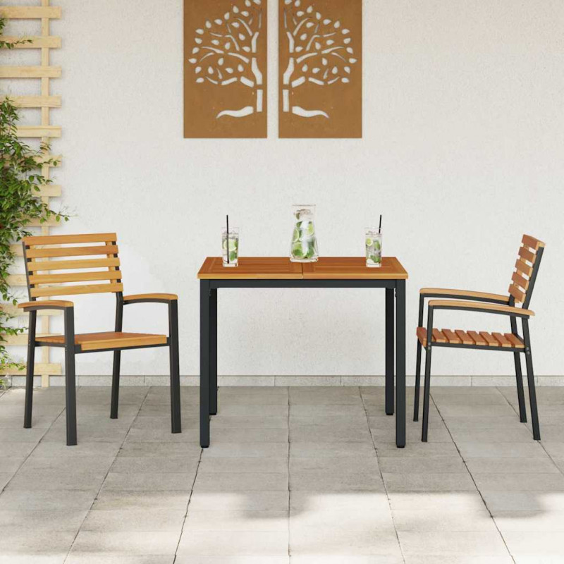 Zestaw do jadalni w ogrodzie 3 pcs Czarny Lite Drewno Akacji