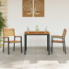 Zestaw do jadalni w ogrodzie 3 pcs Czarny Lite Drewno Akacji