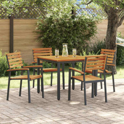 Zestaw do jadalni w ogrodzie 5 pcs Czarny Lite Drewno Akacji