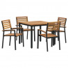 Zestaw do jadalni w ogrodzie 5 pcs Czarny Lite Drewno Akacji
