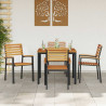 Zestaw do jadalni w ogrodzie 5 pcs Czarny Lite Drewno Akacji
