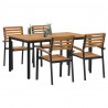 Zestaw do jadalni w ogrodzie 5 pcs Czarny Lite Drewno Akacji