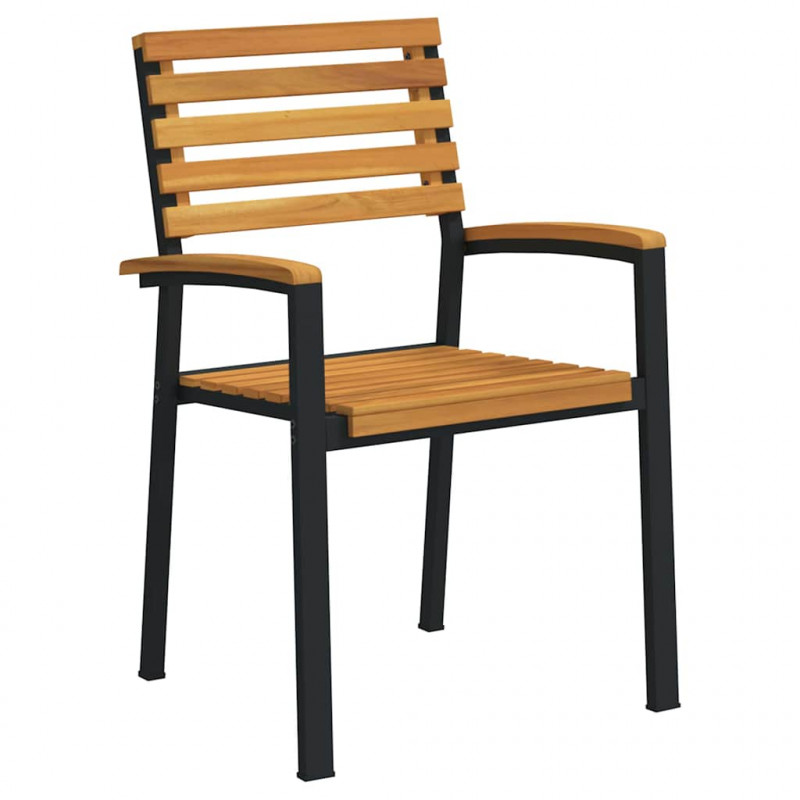 Zestaw do jadalni w ogrodzie 5 pcs Czarny Lite Drewno Akacji