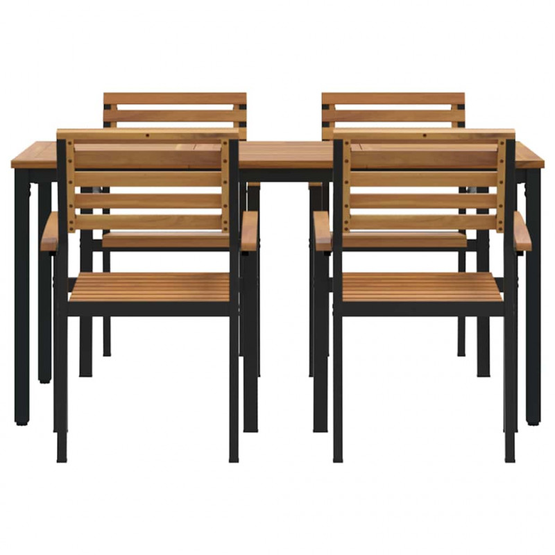 Zestaw do jadalni w ogrodzie 5 pcs Czarny Lite Drewno Akacji