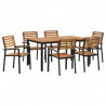 Zestaw do jadalni w ogrodzie 7 pcs Czarny Lite Drewno Akacji