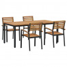 Zestaw do jadalni w ogrodzie 5 pcs Czarny Lite Drewno Akacji