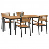 Zestaw do jadalni w ogrodzie 5 pcs Czarny Lite Drewno Akacji