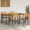 Zestaw do jadalni w ogrodzie 5 pcs Czarny Lite Drewno Akacji