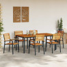 Zestaw do jadalni w ogrodzie 7 pcs Czarny Lite Drewno Akacji