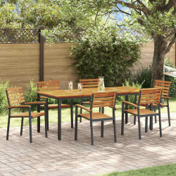 Zestaw do jadalni w ogrodzie 7 pcs Czarny Lite Drewno Akacji