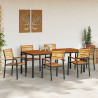 Zestaw do jadalni w ogrodzie 7 pcs Czarny Lite Drewno Akacji