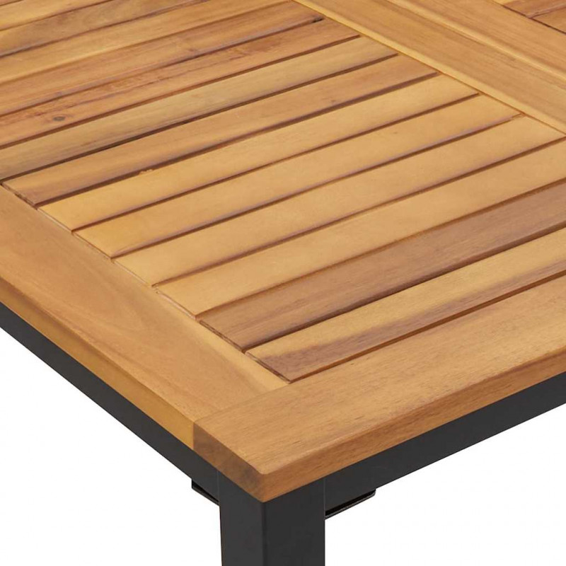 Zestaw do jadalni w ogrodzie 7 pcs Czarny Lite Drewno Akacji
