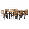 Zestaw do jadalni w ogrodzie 9 pcs Czarny Lite Drewno Akacji