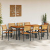Zestaw do jadalni w ogrodzie 9 pcs Czarny Lite Drewno Akacji