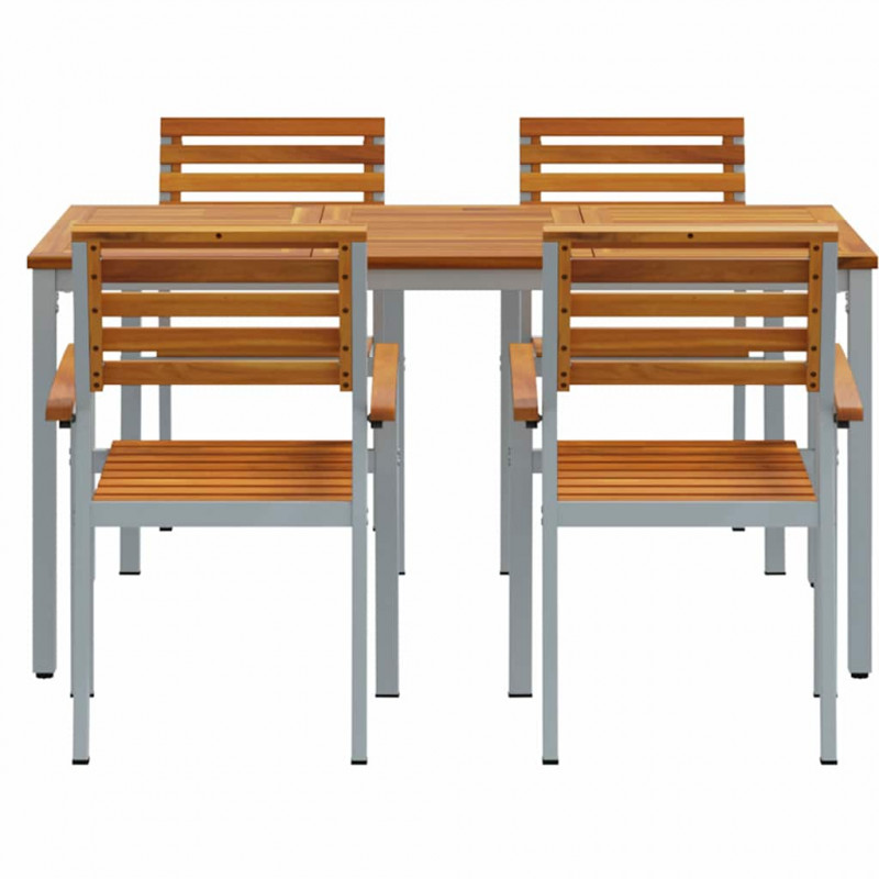 Zestaw do jadalni w ogrodzie 5 pcs Szary Lite Drewno Akacji