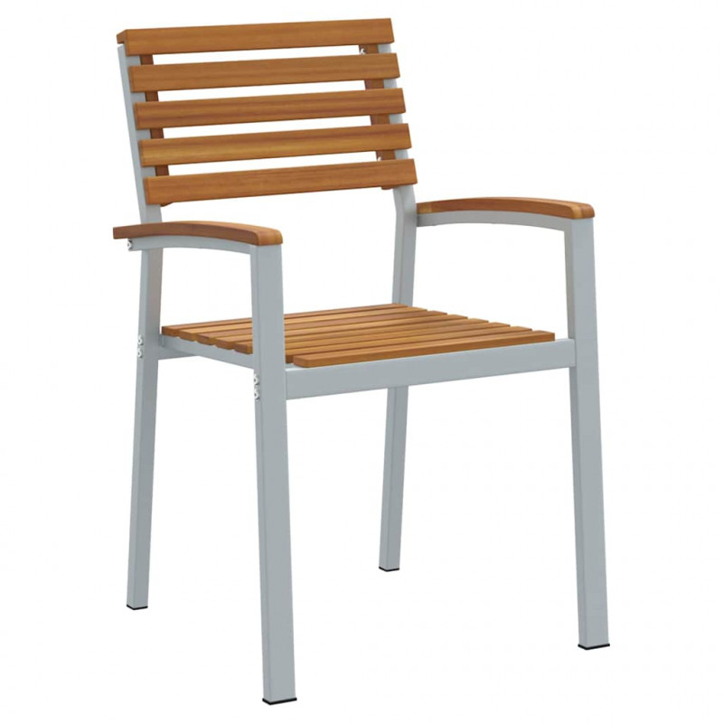 Zestaw do jadalni w ogrodzie 5 pcs Szary Lite Drewno Akacji