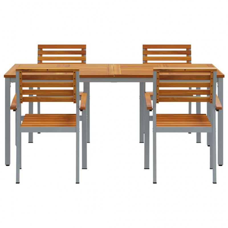 Zestaw do jadalni w ogrodzie 5 pcs Szary Lite Drewno Akacji