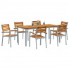 Zestaw do jadalni w ogrodzie 7 pcs Szary Lite Drewno Akacji