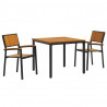 Zestaw do jadalni w ogrodzie 3 pcs Czarny Lite Drewno Akacji