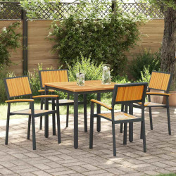 Zestaw do jadalni w ogrodzie 5 pcs Czarny Lite Drewno Akacji