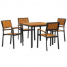 Zestaw do jadalni w ogrodzie 5 pcs Czarny Lite Drewno Akacji