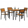 Zestaw do jadalni w ogrodzie 5 pcs Czarny Lite Drewno Akacji