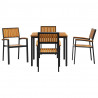 Zestaw do jadalni w ogrodzie 5 pcs Czarny Lite Drewno Akacji
