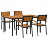 Zestaw do jadalni w ogrodzie 5 pcs Czarny Lite Drewno Akacji