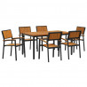 Zestaw do jadalni w ogrodzie 7 pcs Czarny Lite Drewno Akacji