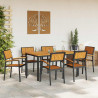 Zestaw do jadalni w ogrodzie 7 pcs Czarny Lite Drewno Akacji