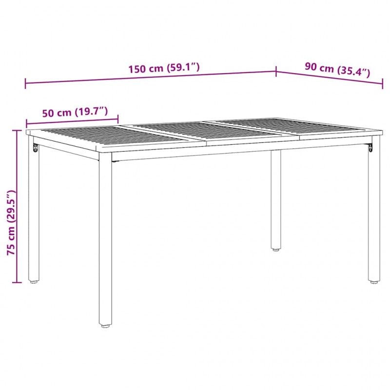 Zestaw do jadalni w ogrodzie 7 pcs Czarny Lite Drewno Akacji