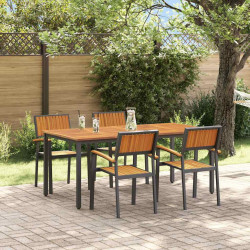 Zestaw do jadalni w ogrodzie 5 pcs Czarny Lite Drewno Akacji