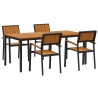 Zestaw do jadalni w ogrodzie 5 pcs Czarny Lite Drewno Akacji