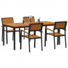 Zestaw do jadalni w ogrodzie 5 pcs Czarny Lite Drewno Akacji