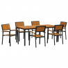 Zestaw do jadalni w ogrodzie 7 pcs Czarny Lite Drewno Akacji