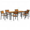 Zestaw do jadalni w ogrodzie 7 pcs Czarny Lite Drewno Akacji