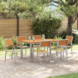 Zestaw do jadalni w ogrodzie 7 pcs Szary Lite Drewno Akacji