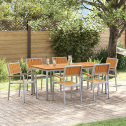 Zestaw do jadalni w ogrodzie 7 pcs Szary Lite Drewno Akacji