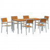 Zestaw do jadalni w ogrodzie 7 pcs Szary Lite Drewno Akacji