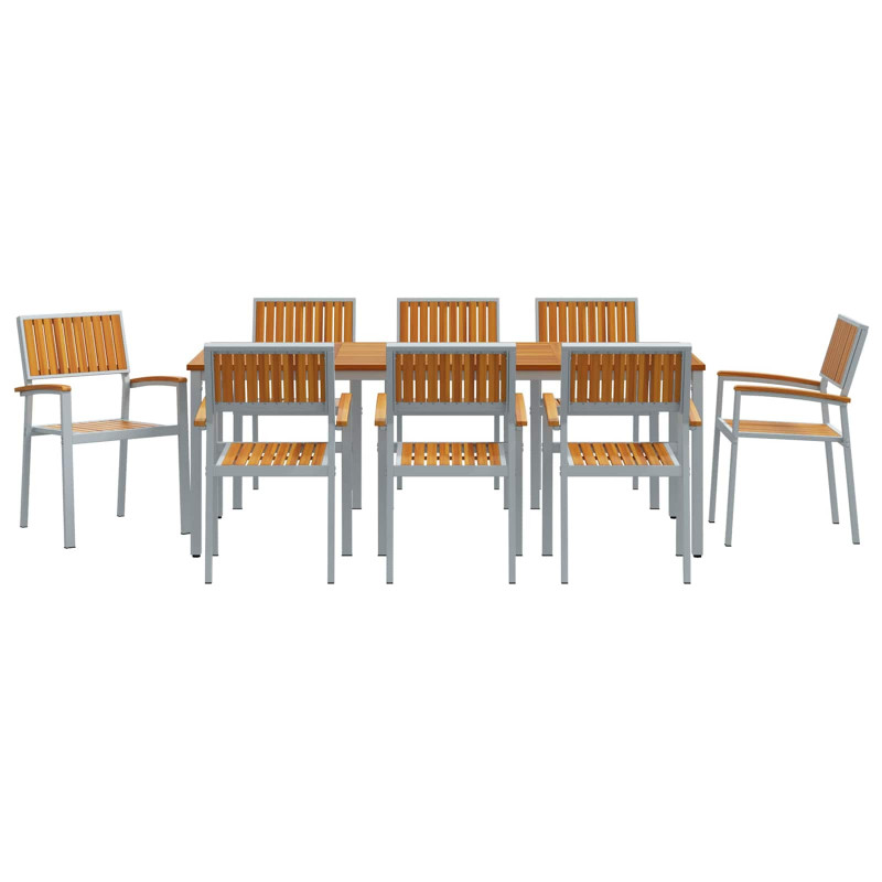 Zestaw do jadalni w ogrodzie 7 pcs Szary Lite Drewno Akacji