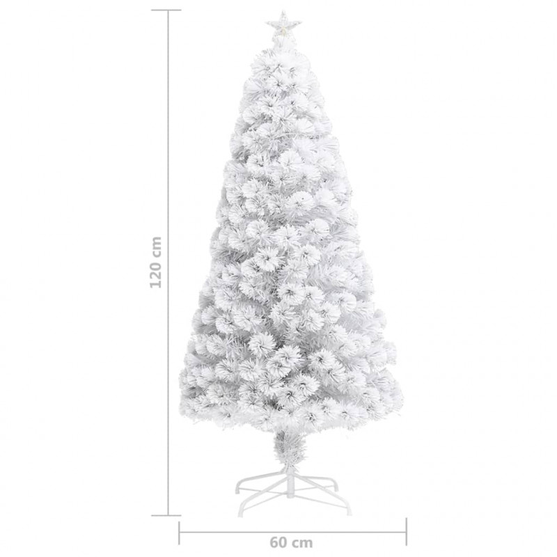 Sztuczna choinka z lampkami, biała, 120 cm, włókno optyczne