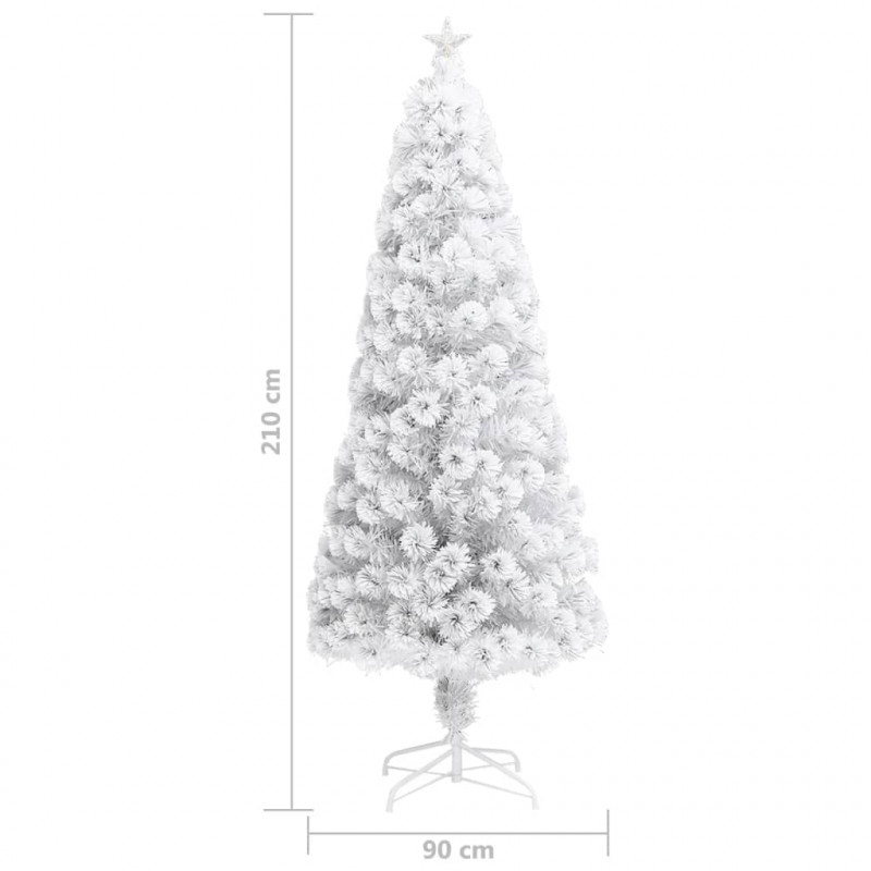 Sztuczna choinka z lampkami, biała, 210 cm, włókno optyczne