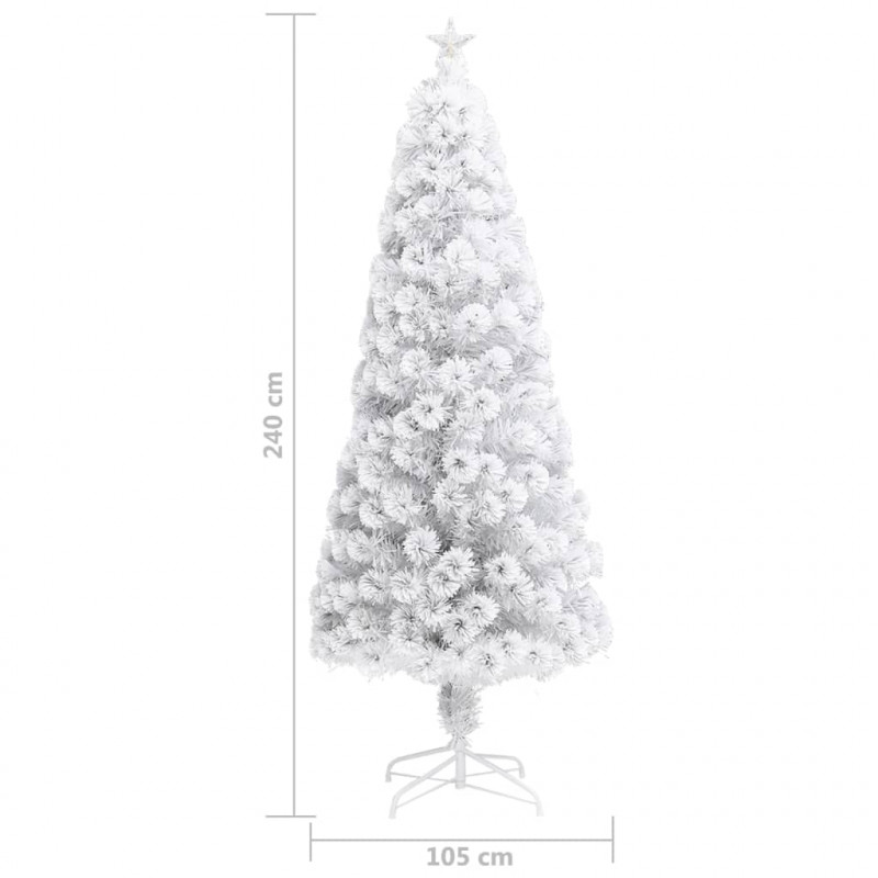 Sztuczna choinka z lampkami, biała, 240 cm, włókno optyczne