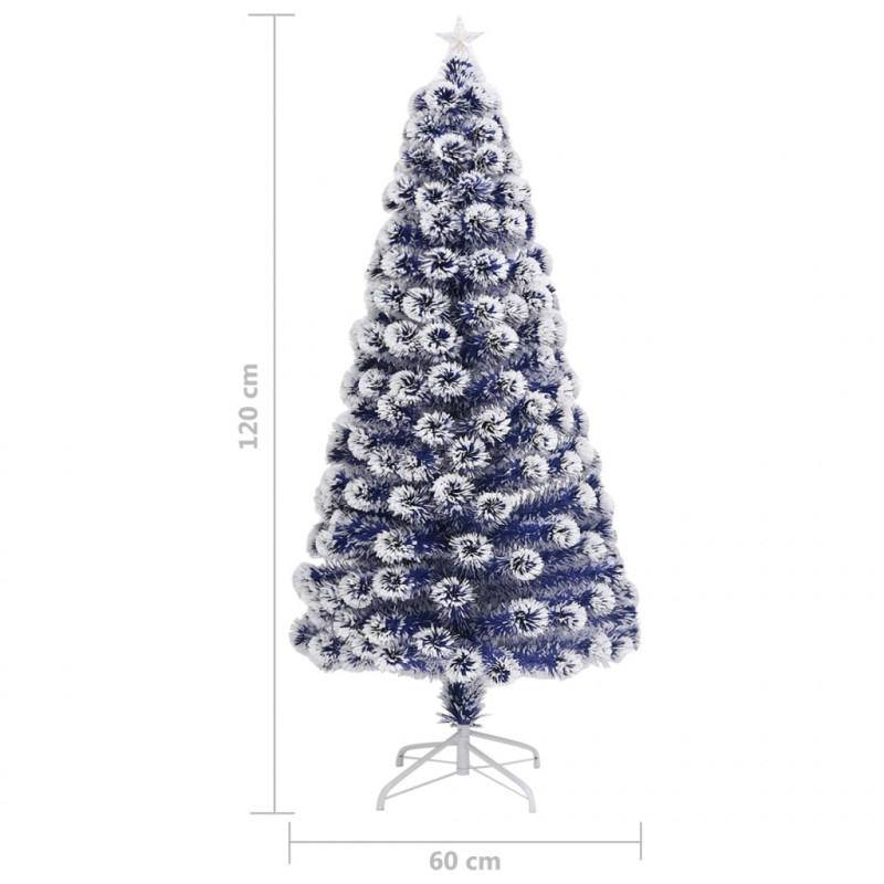 Choinka z lampkami, biało-niebieska, 120 cm, włókno optyczne