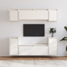 Szafki pod TV, 6 szt., białe, lite drewno sosnowe